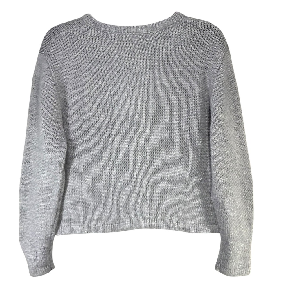 Nia Ariana Cardigan Sweater Womens S/M Gray Cropped Relaxed Fit Boxy Minimalist - Picture 7 of 15